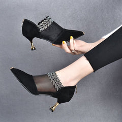 ✨【Rozmiary 35-40】🏆2026 Nowe buty na obcasie z siateczki z kryształkami i szpiczastym noskiem dla kobiet, eleganckie i stylowe，Obcas 5,5 cm