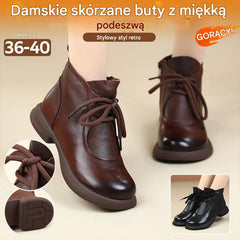 Modne buty damskie 2026，💥【35-40】50% ZNIŻKI🔥Niskie botki Martin wykonane z prawdziwej skóry z ciepłą podszewką