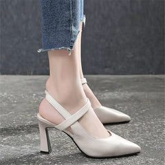 👠【34-42】Nowe damskie sandały na wysokim obcasie, wykonane z prawdziwej skóry, wysokość obcasa 7 cm, wygodne i stylowe, idealne do codziennych dojazdów.