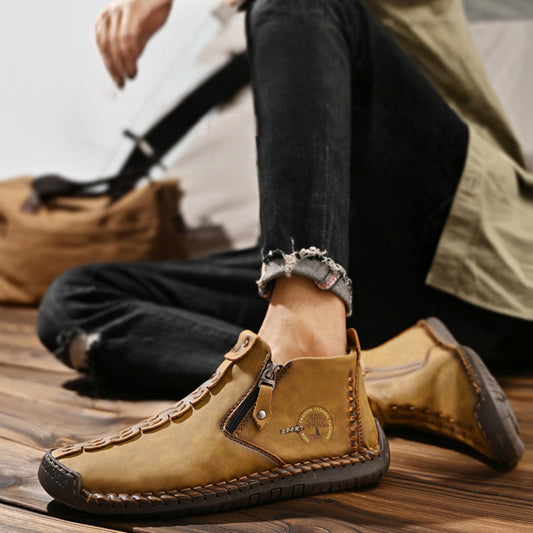 👞💥【38-48】Nowość Zima 2026: Męskie Botki Martensy z Wyściółką Futerkiem i Zamek Błyskawiczny