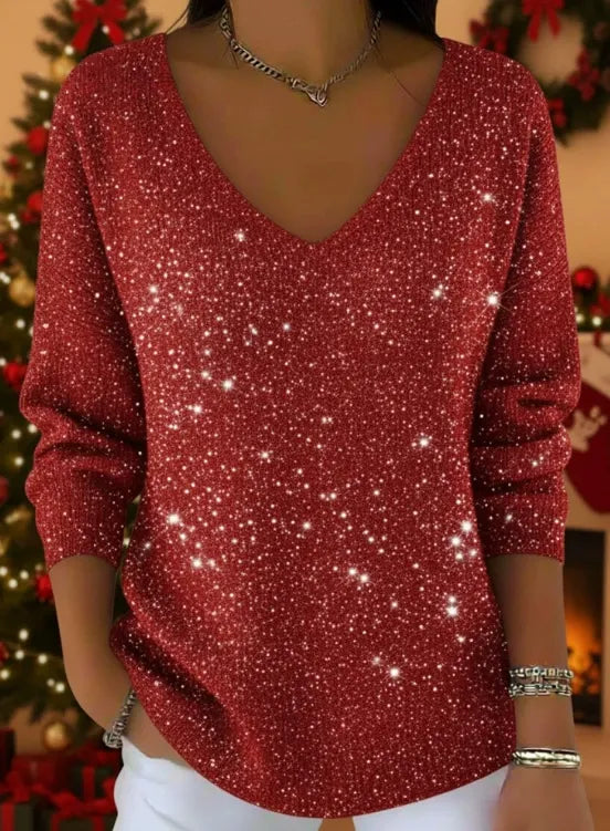 👚👚【S-5XL】Nowy damski sweter z długimi rękawami i dekoltem w serek