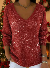 👚👚【S-5XL】Nowy damski sweter z długimi rękawami i dekoltem w serek
