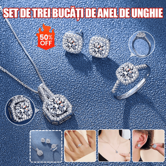 ✨(Naszyjnik+kolczyki+pierścionek) 🔥 Zestaw biżuterii ze srebra próby 925