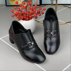 👠✨Eleganckie i wygodne – damskie skórzane buty (rozmiary 35–40), stylowy, gruby obcas👠✨