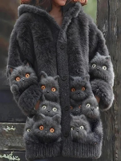 【S-5XL】Uroczy, pluszowy płaszcz z kapturem i podszewką z polaru.