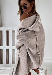 🔥【S-2XL】Nowy sweter na jesień i zimę, luźny kardigan z kapturem, średniej długości płaszcz