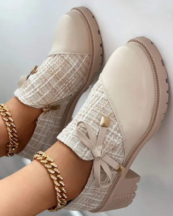 Modne buty damskie 2026，[Rozmiary 35-40] Stylowe, wczesnowiosenne, skórzane buty z ozdobną kokardką.