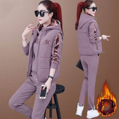 🔥30% OFF！【Spodnie + bluza + kamizelka】 Nowy styl damski, ciepły, aksamitny garnitur do uprawiania sportu i wypoczynku