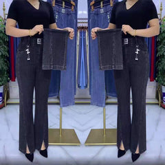 【S-4XL】Dżinsy z wysokim stanem wykonane z grubego, elastycznego denimu