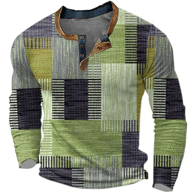 😍30% zniżki! 【S-4XL】Męska koszulka polo z długim rękawem i nadrukiem Koszulka polo z długim rękawem