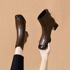【35-40】Nowe botki na obcasie i kwadratowym nosku z 2026 roku, wygodne w noszeniu, stylowe i eleganckie