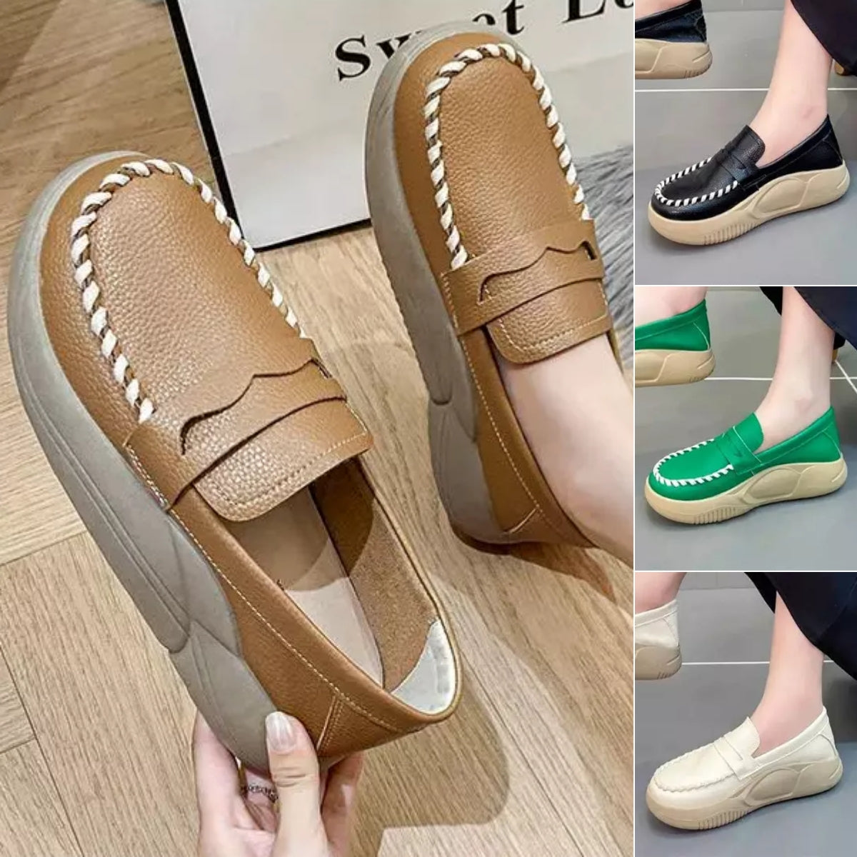 🥿🌸【35-40】Nowe buty na platformie 2026 z miękką skórzaną i gumową podeszwą zapewniającą wygodę chodzenia.