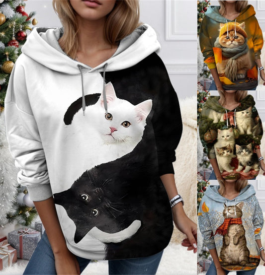 😍30% zniżki!【S-3XL】🐱Bluza damska z nadrukiem 3D Cat Animal dla kobiet