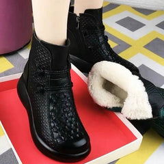 💥💥😍30% zniżki!【35-40】Te stylowe i ciepłe damskie skórzane buty idealnie sprawdzą się zimą. Wykonane są z wysokiej jakości skóry i zapinane na boczny zamek błyskawiczny.