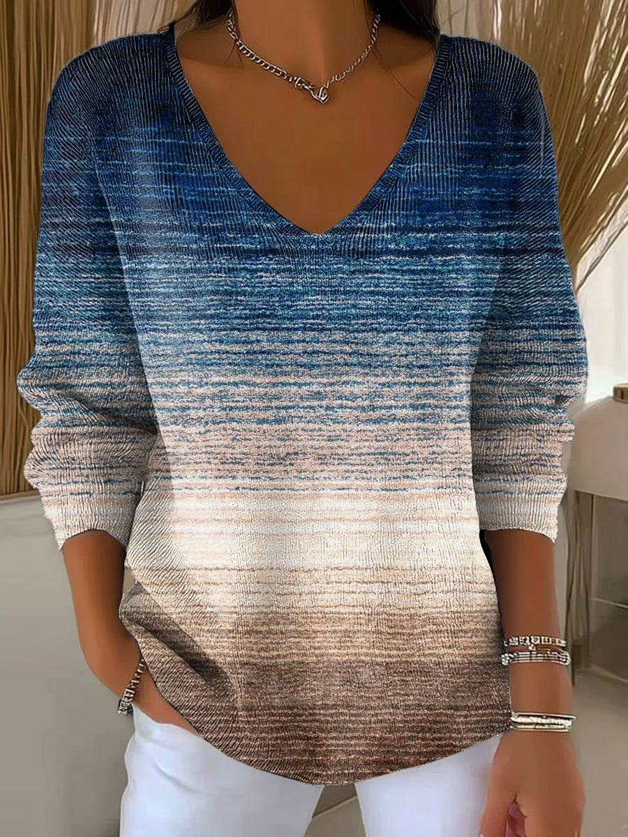 👚👚【S-5XL】Nowy damski sweter z długimi rękawami i dekoltem w serek