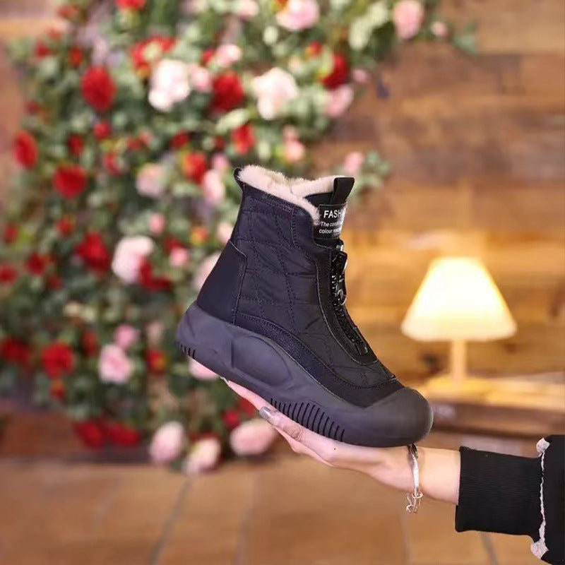 【35-40】Nowe zimowe buty sportowe z grubą, wyściełaną podeszwą