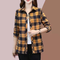 🎁【S–6XL】Modna koszula damska w kratę – luźna, wyszczuplająca i łatwa do łączenia
