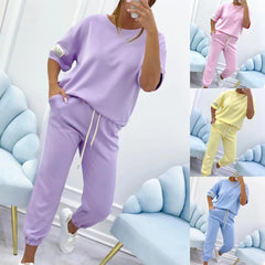 ⏳ 【S-5XL】Oferta ograniczona czasowo! ⏰Damski zestaw casualowy z jednolitym topem i spodniami