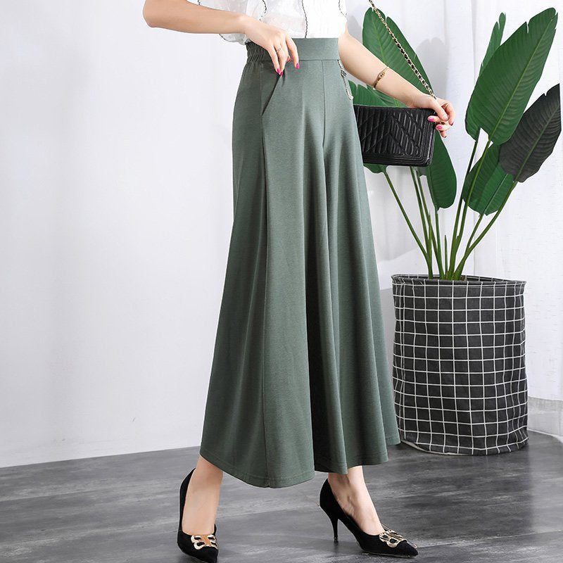 ❤️【M-5XL】 Nowe damskie letnie szerokie nogawki Ice Silk Cropped Pants，Moda  na co dzień