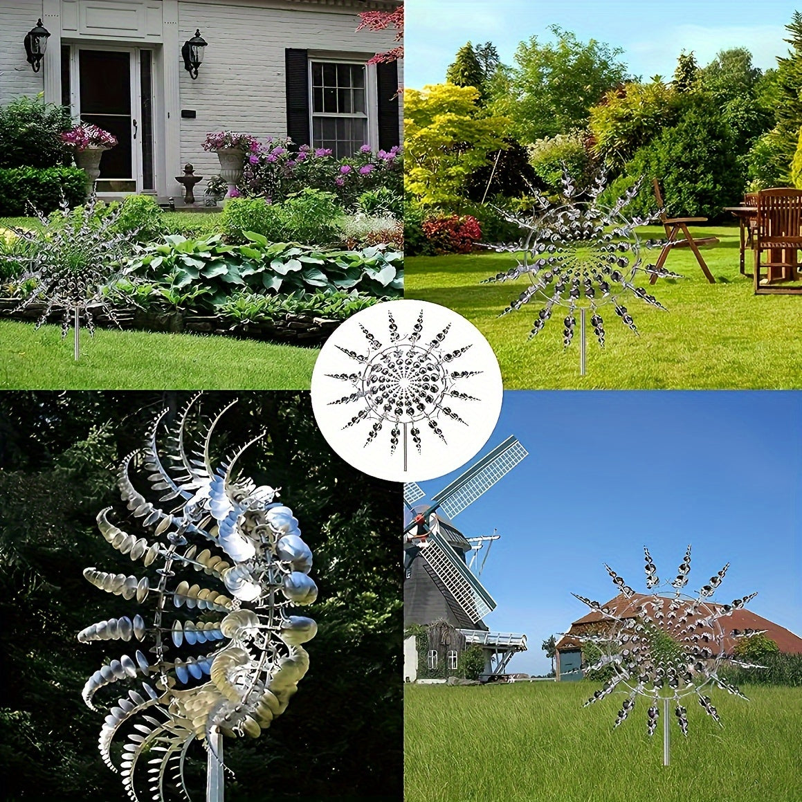 📣【Dekoracje ogrodowe】🌈【Dostępnych 6 kolorów】🌻 Żelazna metalowa ozdoba sci-fi fantasy na patio, wiatrak ogrodowy