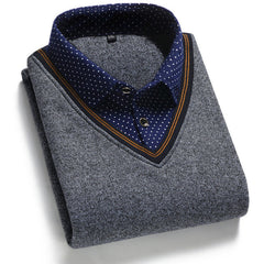 🔥😍30% zniżki!👔 [M-4XL] Męska koszula z dzianiny i aksamitu, aby zagęścić, utrzymując ciepło