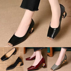 😍30% zniżki!【35-42】Nowe francuskie buty z grubymi obcasami i fakturą, płytkie otwarcie