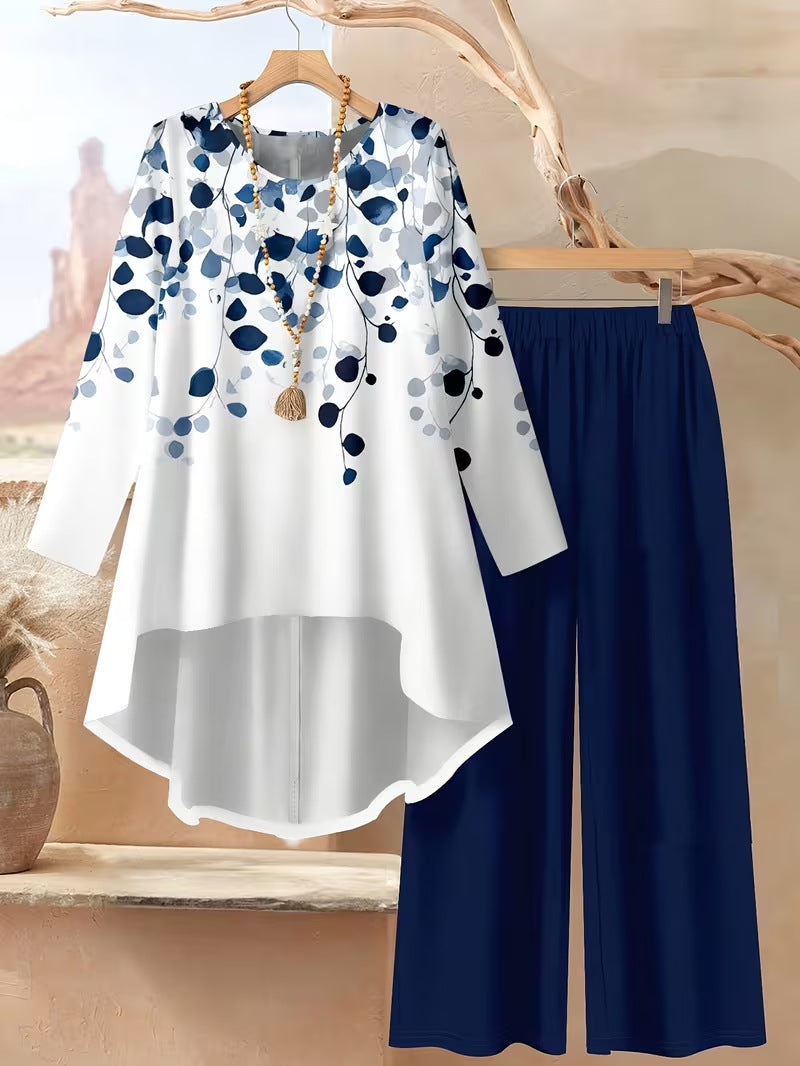 ⏳Oferta ograniczona czasowo⏰【50-120 kg】👚Top + spodnie — luźny damski komplet z nadrukiem, wygodny i swobodny