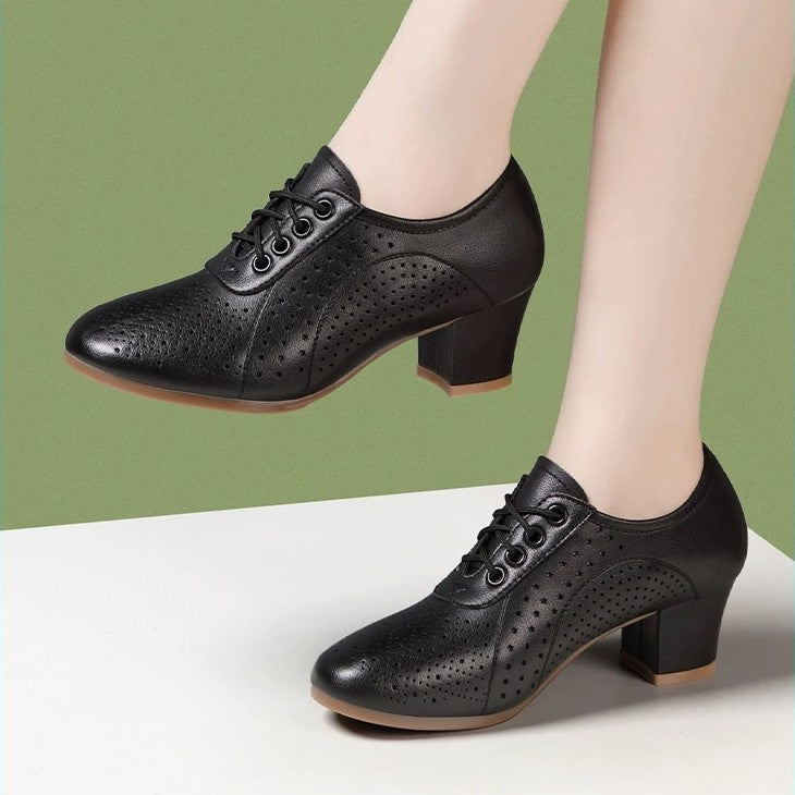 🔥【Rozmiary 35–40】🔥【Wysokość obcasa: 5 cm】👡 Damskie buty z prawdziwej skóry, oddychające i perforowane