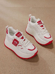 【35-40】Buty sportowe w łączonych kolorach, z grubą podeszwą i wbudowaną wysokością