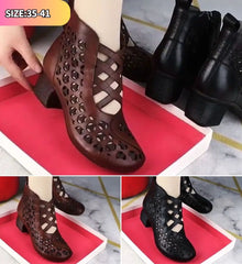 💕【35-41】Damskie, nagie, skórzane, codzienne buty na wysokim obcasie