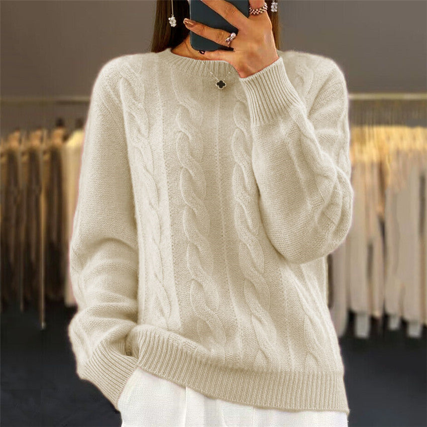 🔥✨【S-XL】2026 jesienno-zimowy nowy sweter z okrągłym dekoltem, jednokolorowy sweter w stylu retro, sweter z dzianiny