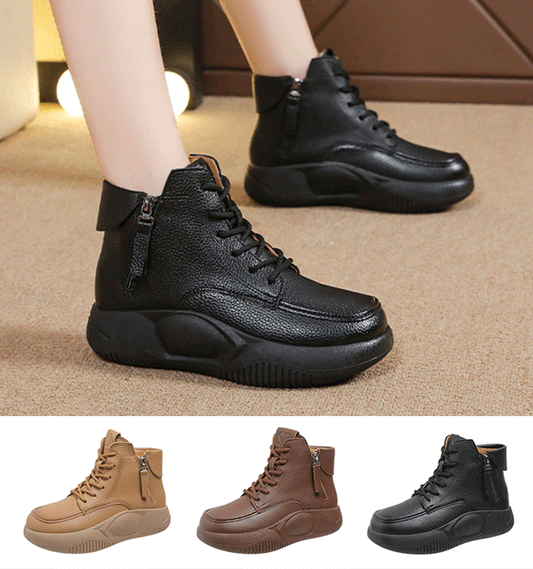 【😍30% zniżki!】Nowe skórzane buty sportowe na co dzień, buty Martin z grubą podeszwą, wygodne i nie powodujące zmęczenia stóp.