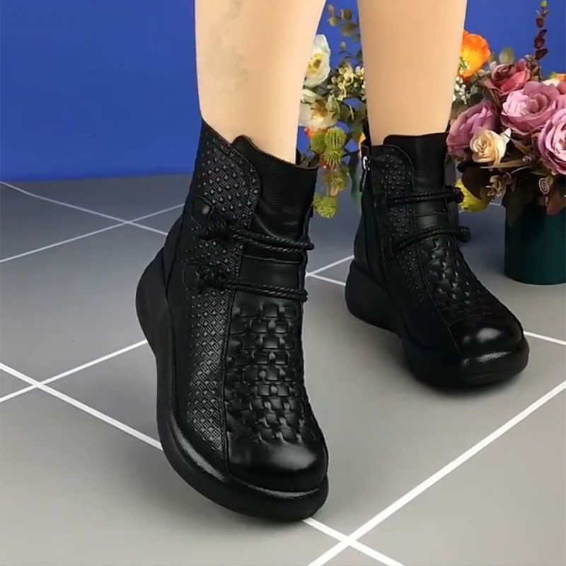 💥💥😍30% zniżki!【35-40】Te stylowe i ciepłe damskie skórzane buty idealnie sprawdzą się zimą. Wykonane są z wysokiej jakości skóry i zapinane na boczny zamek błyskawiczny.