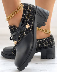 Modne buty damskie 2026，[Rozmiary 35-40] Stylowe, wczesnowiosenne, skórzane buty z ozdobną kokardką.