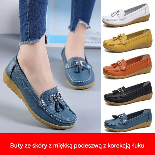 Wygodne buty damskie🔥【Rozmiary 35-44】Nowe, oddychające i wygodne damskie buty z miękkiej skóry z miękką podeszwą，wygodne i modne na co dzień
