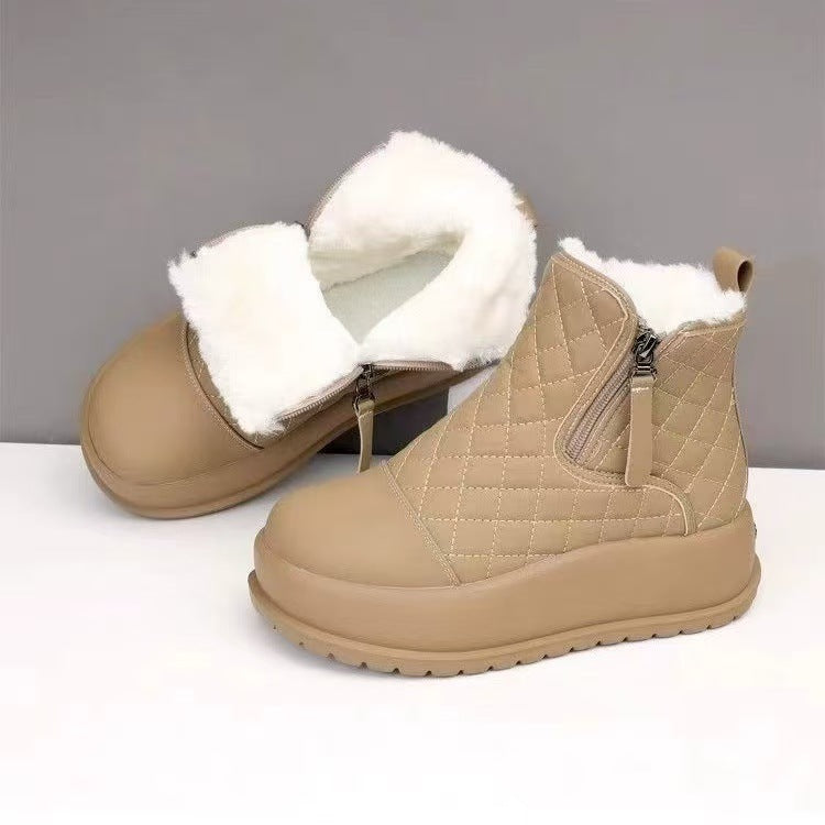 【36-40】2026nowe ciepłe, miękkie skórzane, wodoodporne, jesienno-zimowe buty śnieżne