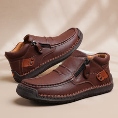 ✨🥾 【Wysokiej jakości buty męskie】Męskie robocze buty rowerowe, skóra premium, ręcznie robione, z podparciem stopy-4203813