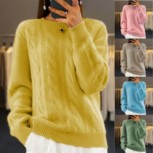 🔥✨【S-XL】2026 jesienno-zimowy nowy sweter z okrągłym dekoltem, jednokolorowy sweter w stylu retro, sweter z dzianiny