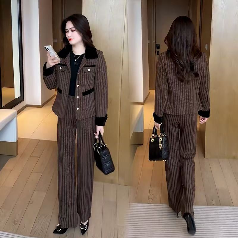 🔥😍30% zniżki! 【M-4XL】Nowoczesny damski garnitur z szerokimi spodniami - modelujący i modelujący sylwetkę, zestaw 2 w 1