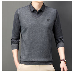 🔥【M-4XL】Męska koszulka polo na jesień i zimę z kołnierzykiem, długim rękawem, dwuczęściowa, męska koszulka polo w średnim i starszym wieku