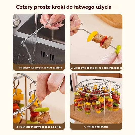 😍30% zniżki!【Grill + 24 szaszłyki】Wyjmowany ruszt do grilla, okrągły wiszący ruszt do grilla ze stali nierdzewnej