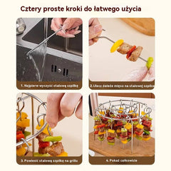 😍30% zniżki!【Grill + 24 szaszłyki】Wyjmowany ruszt do grilla, okrągły wiszący ruszt do grilla ze stali nierdzewnej