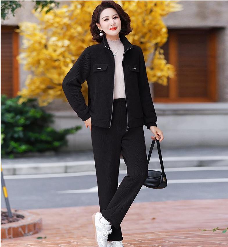 🔴💥Damski, swobodny komplet z aksamitu (M-4XL), stylowy i prosty design (marynarka + spodnie)