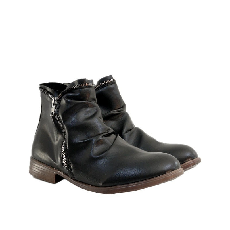 【30%OFF】【35-44】Nowy styl Okrągłe palce Kwadratowy obcas Podwójny zamek błyskawiczny dla kobiet