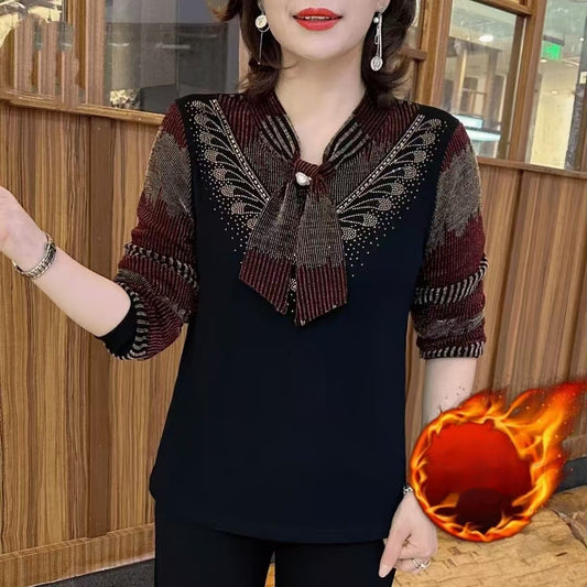 🎀🧶【XL-7XL】🍁Nowość na rok 2026: Ciepły sweter z kokardą przy dekolcie.