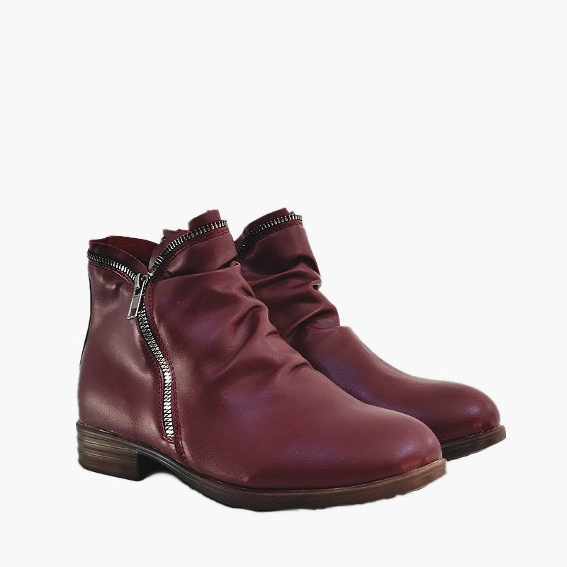 【30%OFF】【35-44】Nowy styl Okrągłe palce Kwadratowy obcas Podwójny zamek błyskawiczny dla kobiet