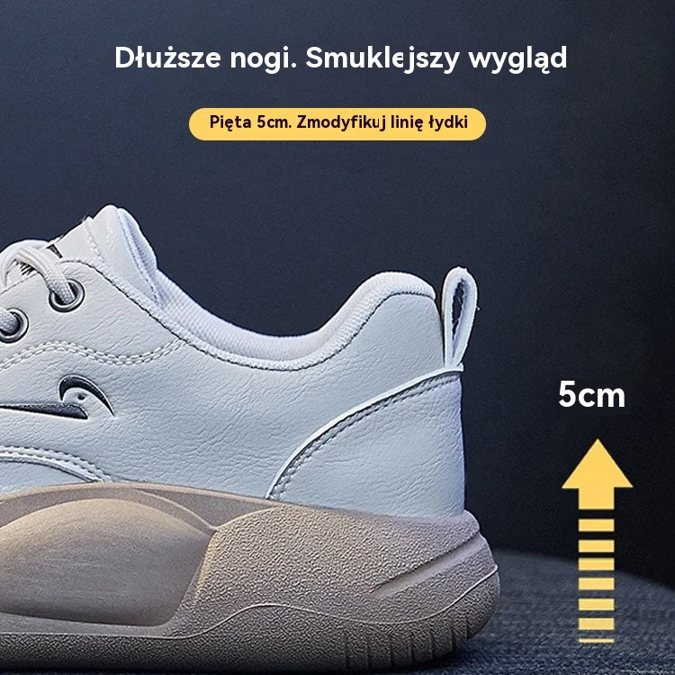 🔥👟【35-40】2026 Nowe skórzane buty casualowe z grubą podeszwą i okrągłym noskiem, wygodne buty damskie na co dzień