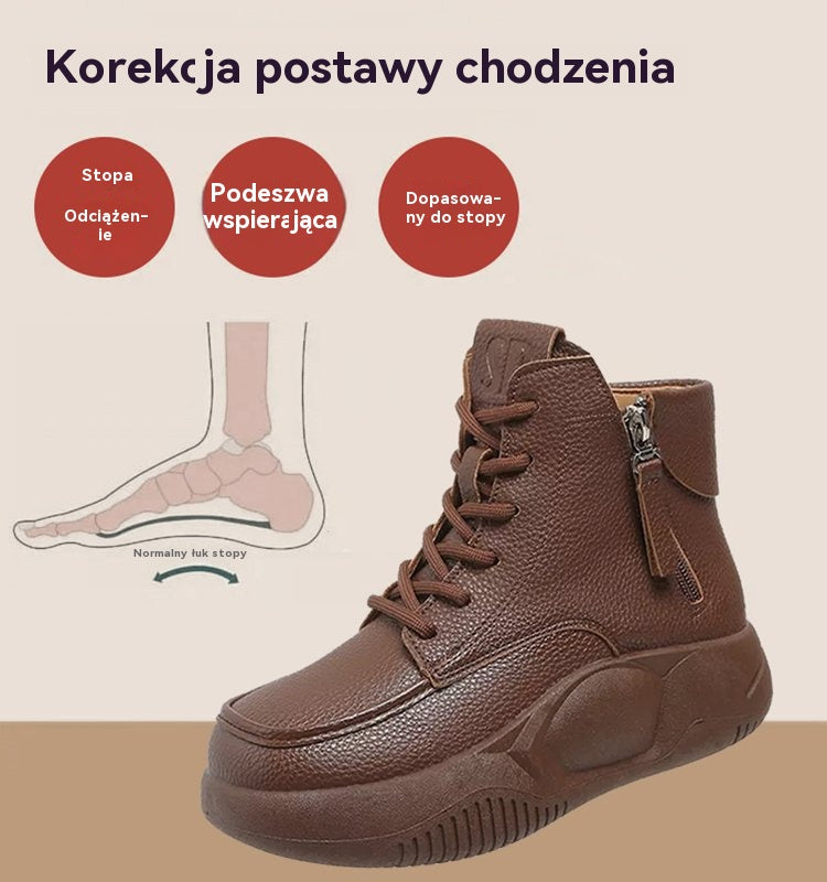 【😍30% zniżki!】Nowe skórzane buty sportowe na co dzień, buty Martin z grubą podeszwą, wygodne i nie powodujące zmęczenia stóp.