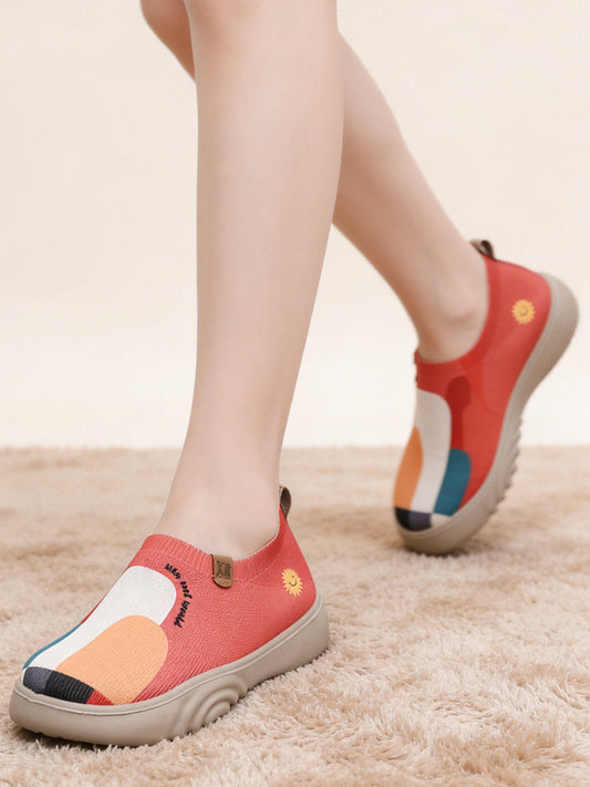 【35-41】Nowe buty wiosenne, codzienne buty na platformie, cholewka dzianinowa, wygodne i przewiewne.