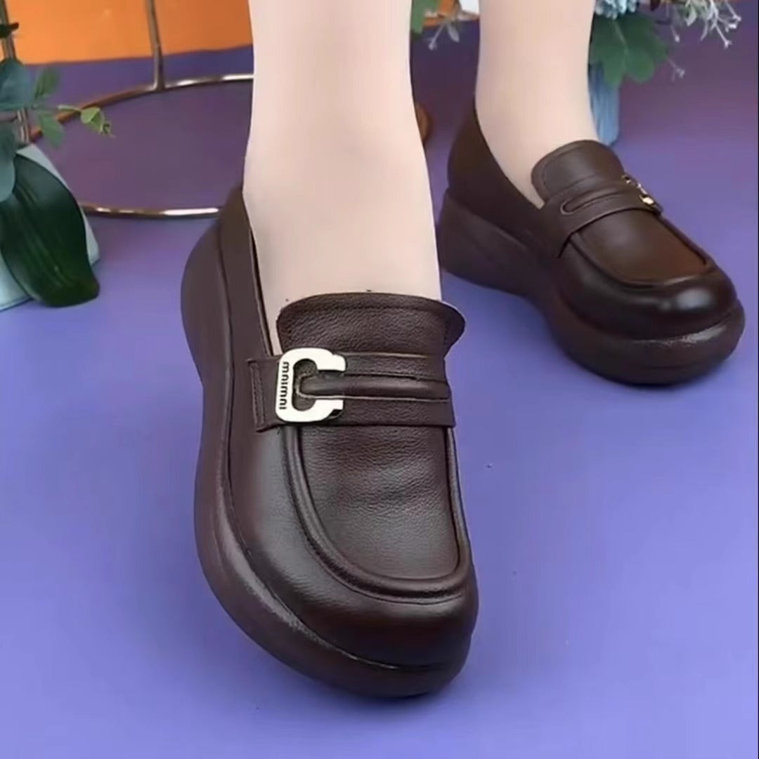 🏆😍30% zniżki!【35-41】Buty skórzane na platformie, z okrągłym noskiem, w stylu retro, wygodne i miękkie, mały rozmiar, zalecamy zakup o jeden rozmiar większego.